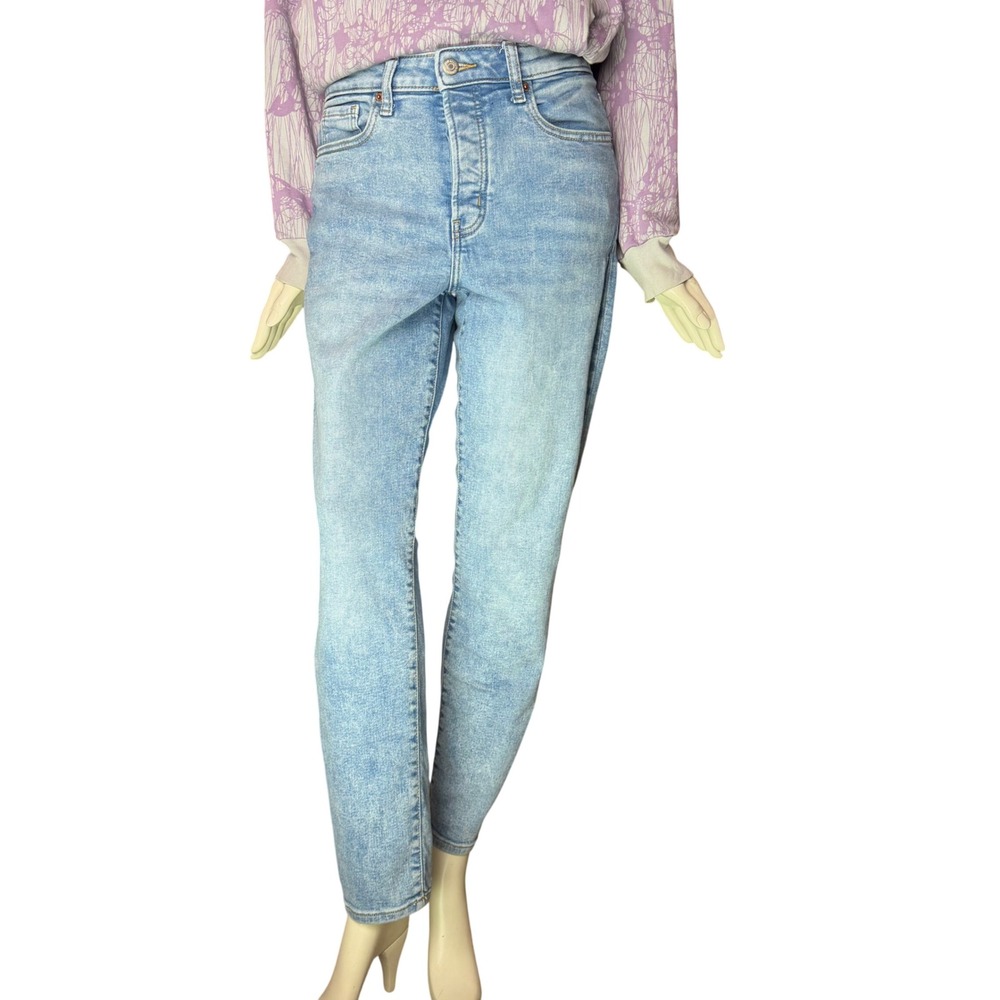 Old Navy Straight Jeans High Rise Extra Stretch Light Wash Normcore Basic 8 Long
